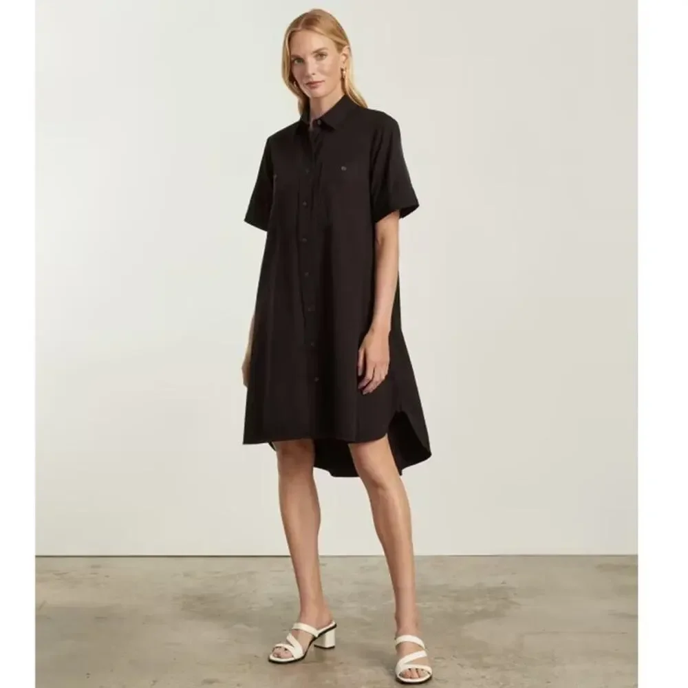 Everlane The Daytripper Shirt Dress Black XXS NWT Button Front Pockets Short - Picture 4 of 10
